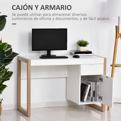 Homcom Mesa de Escritorio Blanco 112.5 x 50 x 75.5 cm 2