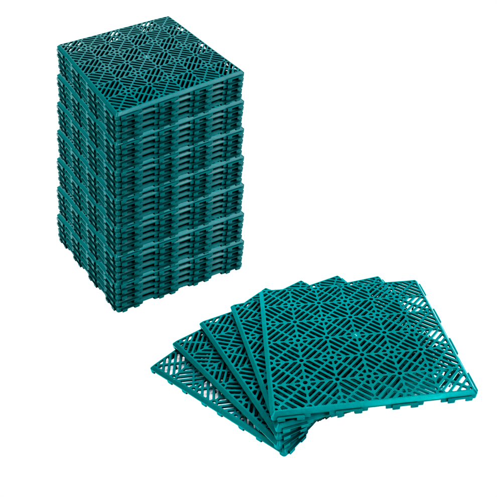 (8 X 5Pc Anti-Slip Deck Boards) Kct Green Garden Path And Patio Decking Interlocking Tiles 5060502534972