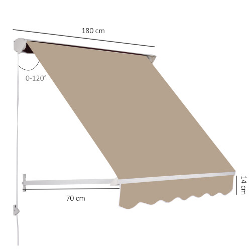 Outsunny Toldo de Ventana Beige 180 x 70 cm 2