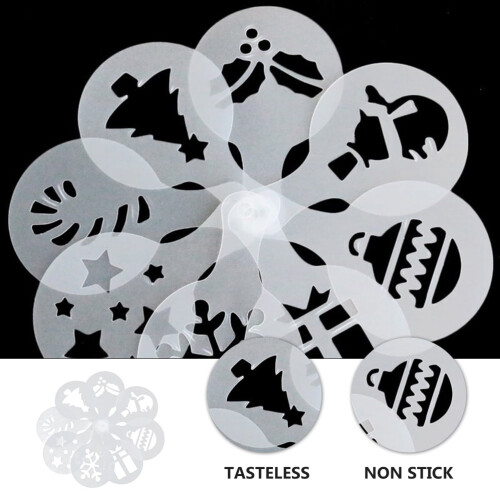 8 Pcs White Baking Stencils Plastic Stencils For Cake Decorating 1