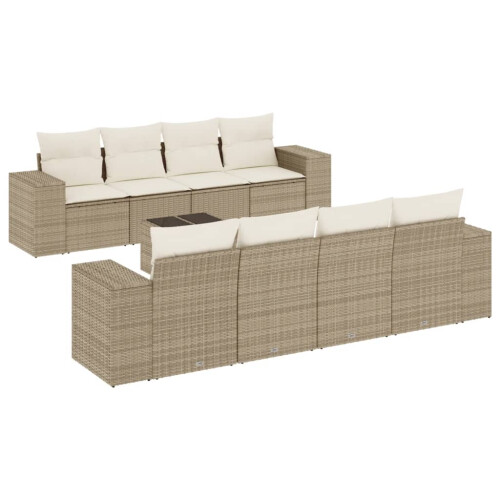 VidaXL vidaXL 9-tlg. Garten-Sofagarnitur mit Kissen Beige Poly Rattan