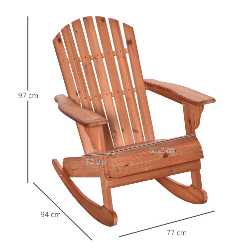 Outsunny Sillón Mecedora de Madera Marrón 77 x 94 x 97 cm 2