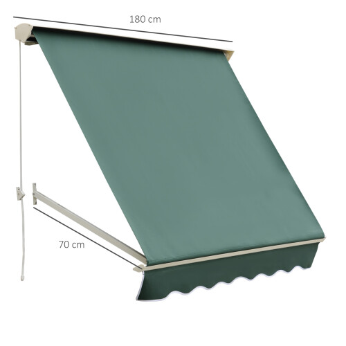 Outsunny Toldo de Ventana Verde 180 x 70 x 0 cm 2