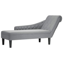 vidaXL Chaiselongue mit Kissen und Rechter Armlehne Hellgrau Stoff