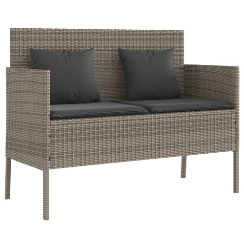 VidaXL vidaXL Gartenbank mit Kissen Grau Poly Rattan