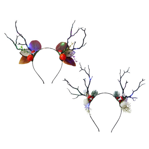 LED Christmas Reindeer Antler Headband – 2Pack