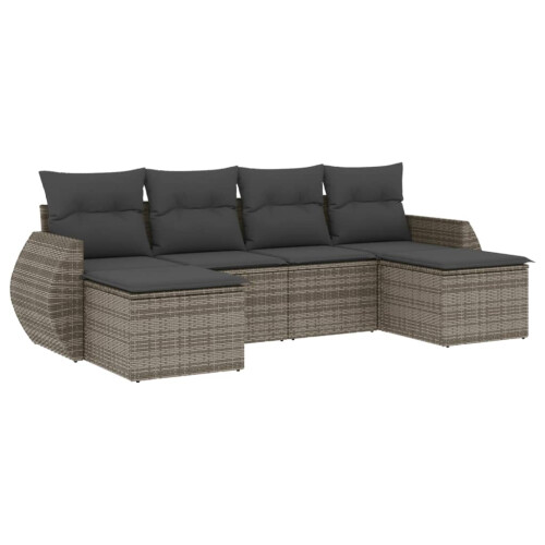 VidaXL vidaXL 6-tlg. Garten-Sofagarnitur mit Kissen Grau Poly Rattan