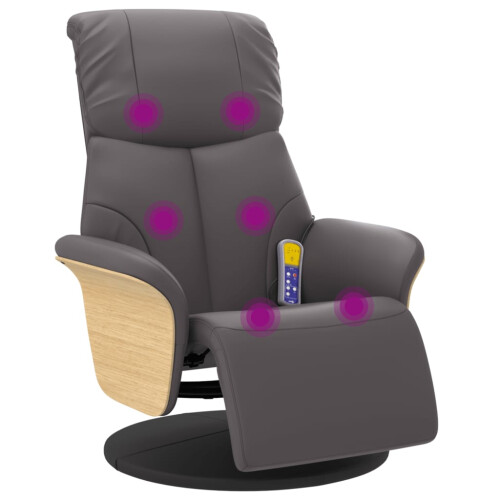 VidaXL vidaXL Massagesessel mit Fußteil Grau Kunstleder