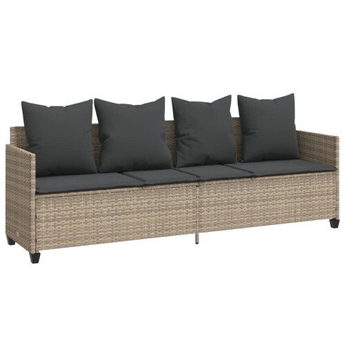 VidaXL vidaXL Sonnenliege mit Kissen Hellgrau Poly Rattan