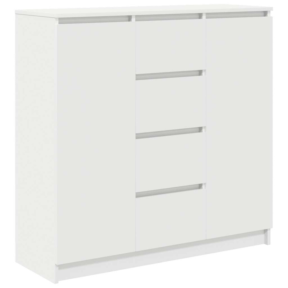VIDAXL White Sideboard - 2 Door 4 Drawer - Wood - 98.5 x 100.5 x 35cm - Image 3