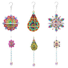 (3PCS) DIY Diamond Art Painting Dazzling Crystal Pendant, 3D Mandala Handmade Creative Beautiful Hanging Ornament Home Garden Wall Door Decor
