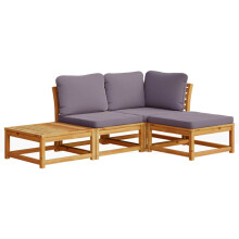 vidaXL 4-tlg. Garten-Lounge-Set mit Kissen Massivholz Akazie