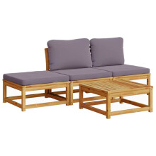 vidaXL 4-tlg. Garten-Lounge-Set mit Kissen Massivholz Akazie