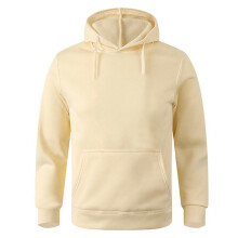 (S, Beige) Unisex Adult Men's Basic Plain Hoodie Jumper Pullover Sweater Sweatshirt Thermal