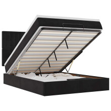 vidaXL Ottoman-Bett mit Matratzen & LEDs Schwarz 140x200 cm Samt