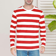 (XL, Army Green) Men's striped crew neck long-sleeved T-shirt, basic casual top red11 XXXXL