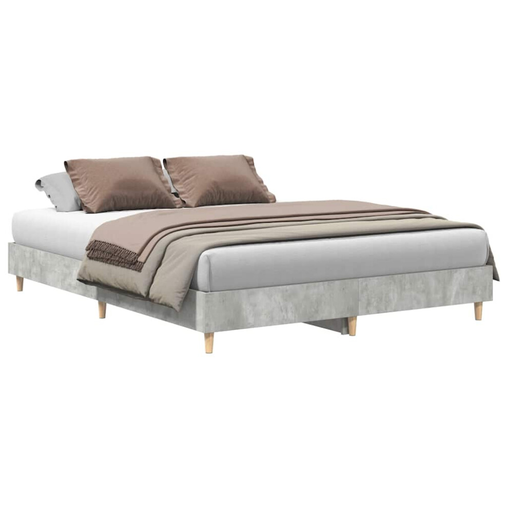 Vidaxl Bed Frame | Concrete Grey | Engineered Wood, Solid Eucalyptus Wood