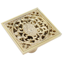 Gold Copper 10x10cm European Floor Drain for Bathroom & Kitchen