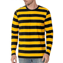 (L, Army Green) Men's striped crew neck long-sleeved T-shirt, basic casual top red11 XXXXL