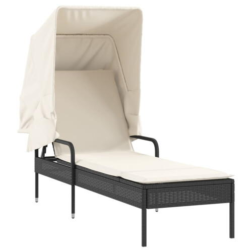 VidaXL vidaXL Sonnenliege mit Dach Schwarz Poly Rattan
