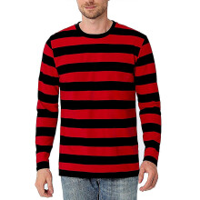 (M, Army Green) Men's striped crew neck long-sleeved T-shirt, basic casual top red11 XXXXL