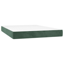 vidaXL Taschenfederkernmatratze Mittel Dunkelgrün 140x210x20 cm Samt