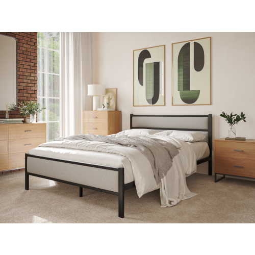 (Single) Snuggle Beds Nova Black Metal Upholstered Bed Frame