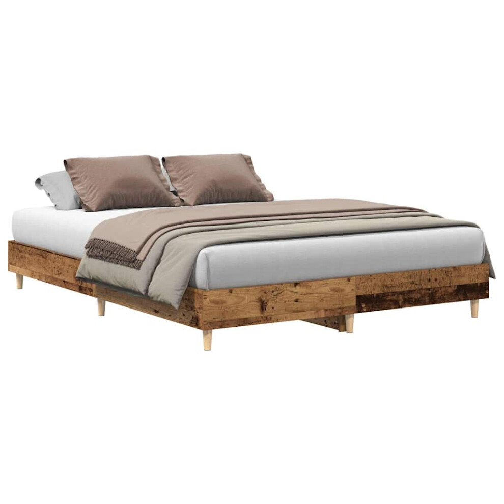 Vidaxl Bed Frame No Mattress Old Wood 150X200 Cm King Size Engineered Wood