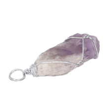 Purple Crystal Stone Necklace Pendant for Meditation Yoga 36mm Gemstone