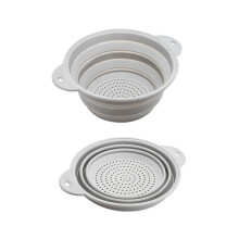 (S, Blue) Folding Colander Drain Basket Set Fruit Vegetable Basket Foldable Silicone Strainer Colander Collapsible Drainer Red L
