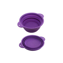 (S, Blue) Folding Colander Drain Basket Set Fruit Vegetable Basket Foldable Silicone Strainer Colander Collapsible Drainer Red L