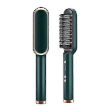 (EU, Black) Multifunctional Hair Straightener Brush 2 In 1 Heating Hair Hot Comb Brush Anti-scald Iron Straightening Brush Styler Tools