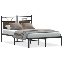 vidaXL Bed Frame without Mattress Brown Oak 120x190 cm Small Double Engineered Wood