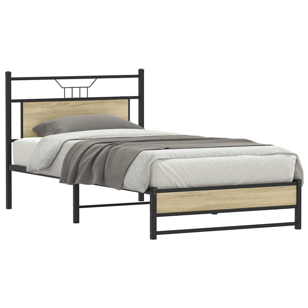 Vidaxl Bed Frame Without Mattress Sonoma Oak 100X200 Cm Engineered Wood