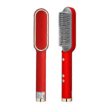 (EU, Black) Multifunctional Hair Straightener Brush 2 In 1 Heating Hair Hot Comb Brush Anti-scald Iron Straightening Brush Styler Tools