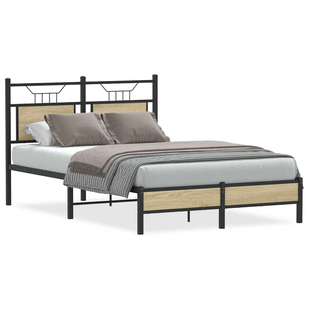 Vidaxl Bed Frame Without Mattress Sonoma Oak 120X190 Cm Small Double Engineered Wood