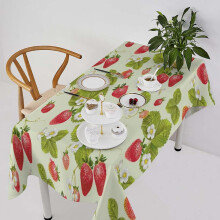Strawberry Tablecloth 60x84in – Rustic Farmhouse Bee & Flower Print for Party, Dining, Wedding, Home Decor