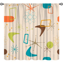 Retro 50s Beige Thermal Curtains Rod Pocket 2 Panels 63x63
