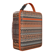 Borsa termica riutilizzabile con stampa geometrica in stile bohémien e rivestimento impermeabile, ideale per picnic e viaggi.