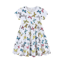 Kjole til piger forår sommer ny print åndbar rund hals mode prinsessekjoler, størrelser 3-9 år