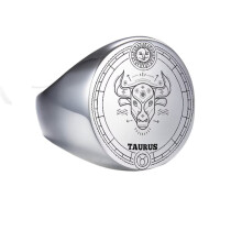 Stainless Steel Zodiac Ring – Taurus, Size 10