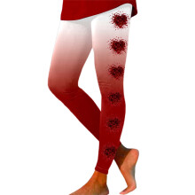 Szívmintás leggings nőknek, plus size edzőnadrág, aranyos szívmintás sportruházat, meleg páros ruházat #01Red & L méret