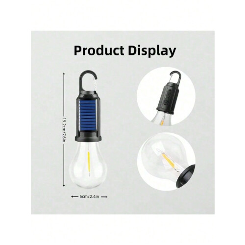 Lumini de camping LED solare reîncărcabile cu cârlig, pachet de 4 1