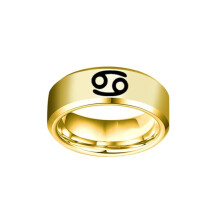 Alliance en acier inoxydable, signe du zodiaque, couleur or, Cancer, taille 11