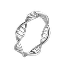 Women's Stainless Steel Minimalist Classic DNA Double Helix Ring Silver Size 9