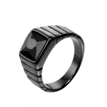Alliance en acier inoxydable noir avec zircon cubique, taille 13
