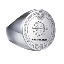 Alliance en acier inoxydable, signe du zodiaque Sagittaire, taille 8