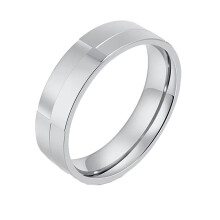 Alliance homme en acier inoxydable argenté, 6 mm, taille 12