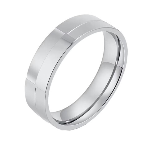 Herrvigselring i rostfritt stål, silver, 6 mm, storlek 12