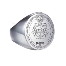 Alliance en acier inoxydable, signe du zodiaque argenté, Cancer, taille 12